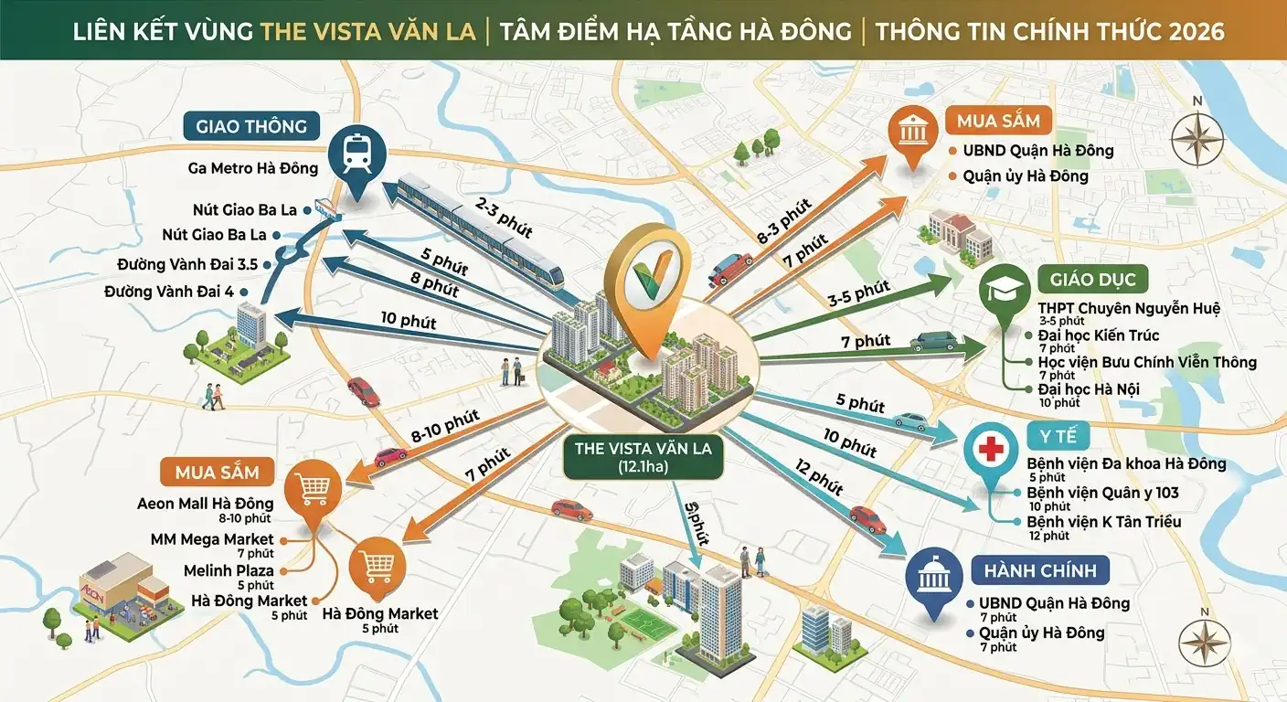 Vị trí và liên kết vùng The Vista Văn La